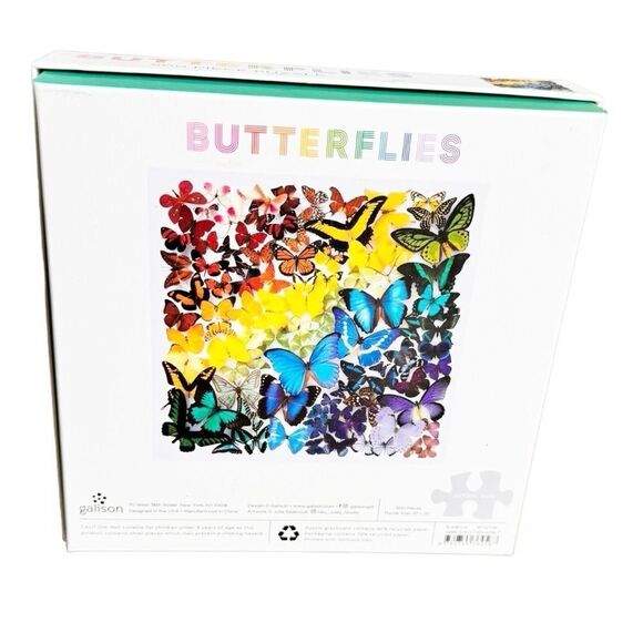 Galison Rainbow Butterflies 500 Piece Colorful Jigsaw Puzzle. - Picture 4 of 5